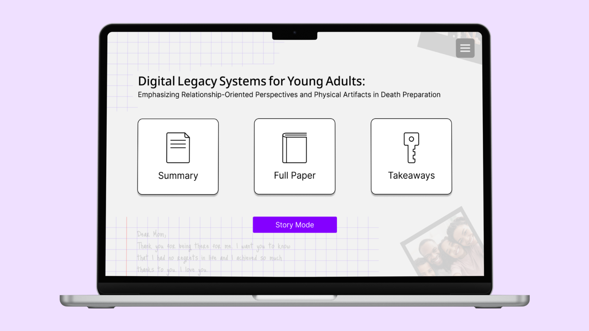 Digital Legacy Website Mockup